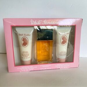 White Shoulders Set Cologne Spray 4.5 oz Perfume Body Lotion Body Wash 3.3oz New
